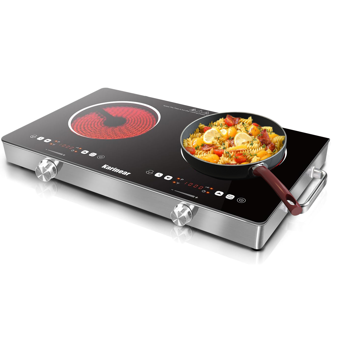 موقد كارينير سيراميك بمنطقتين، - مراجعة Induction Cooktop Portable وسعره